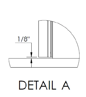Detail A: 1/8 inch gap between the Side Piece and the floor